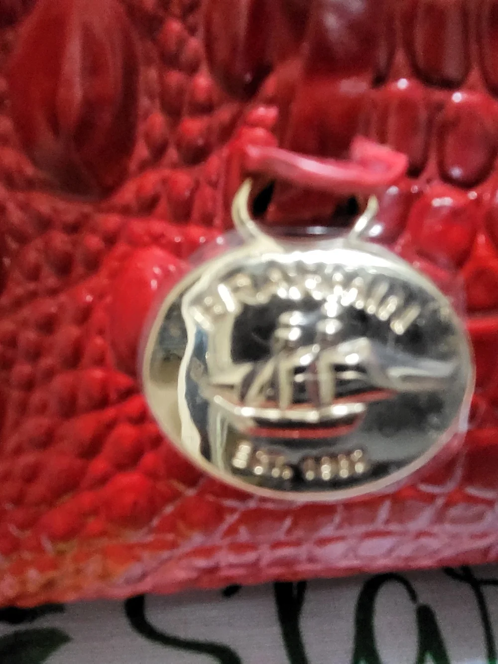 Brahmin Red Croc Satchel with Gold Hardware